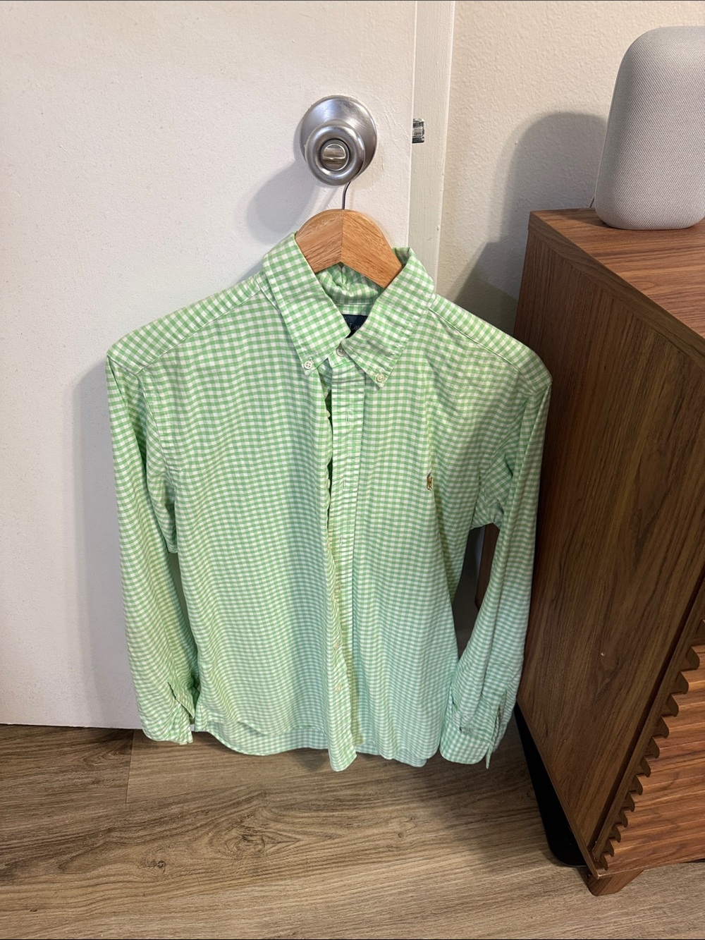 Ralph Lauren Light Green Gingham Button-Down Shirt